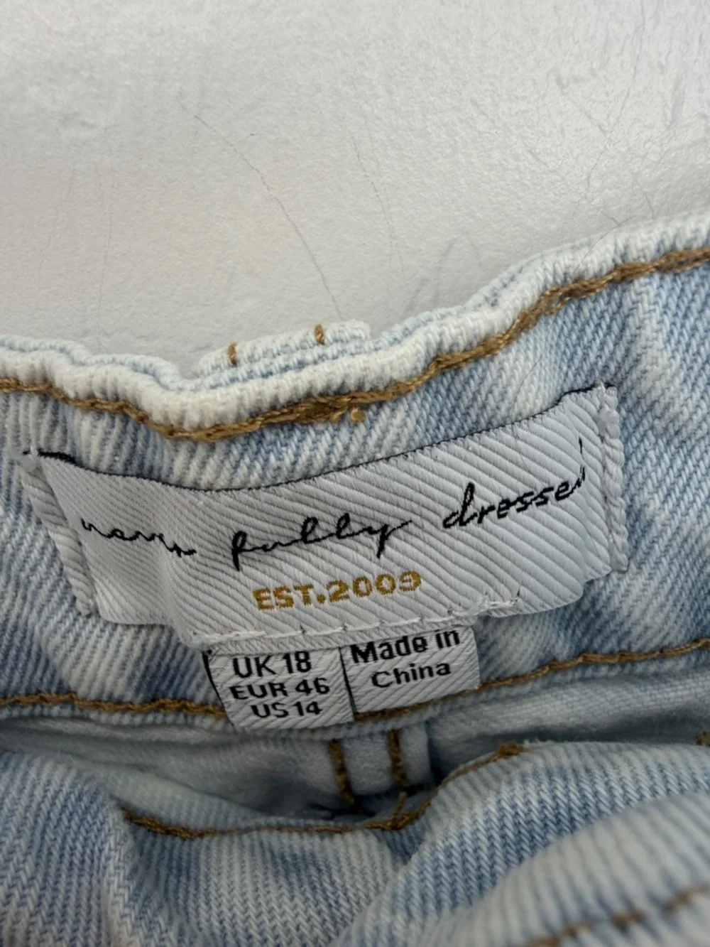 Never Fully Dressed Denim Scallop Pocket light blue long Shorts women’s 14 y2k - Picture 3 of 8